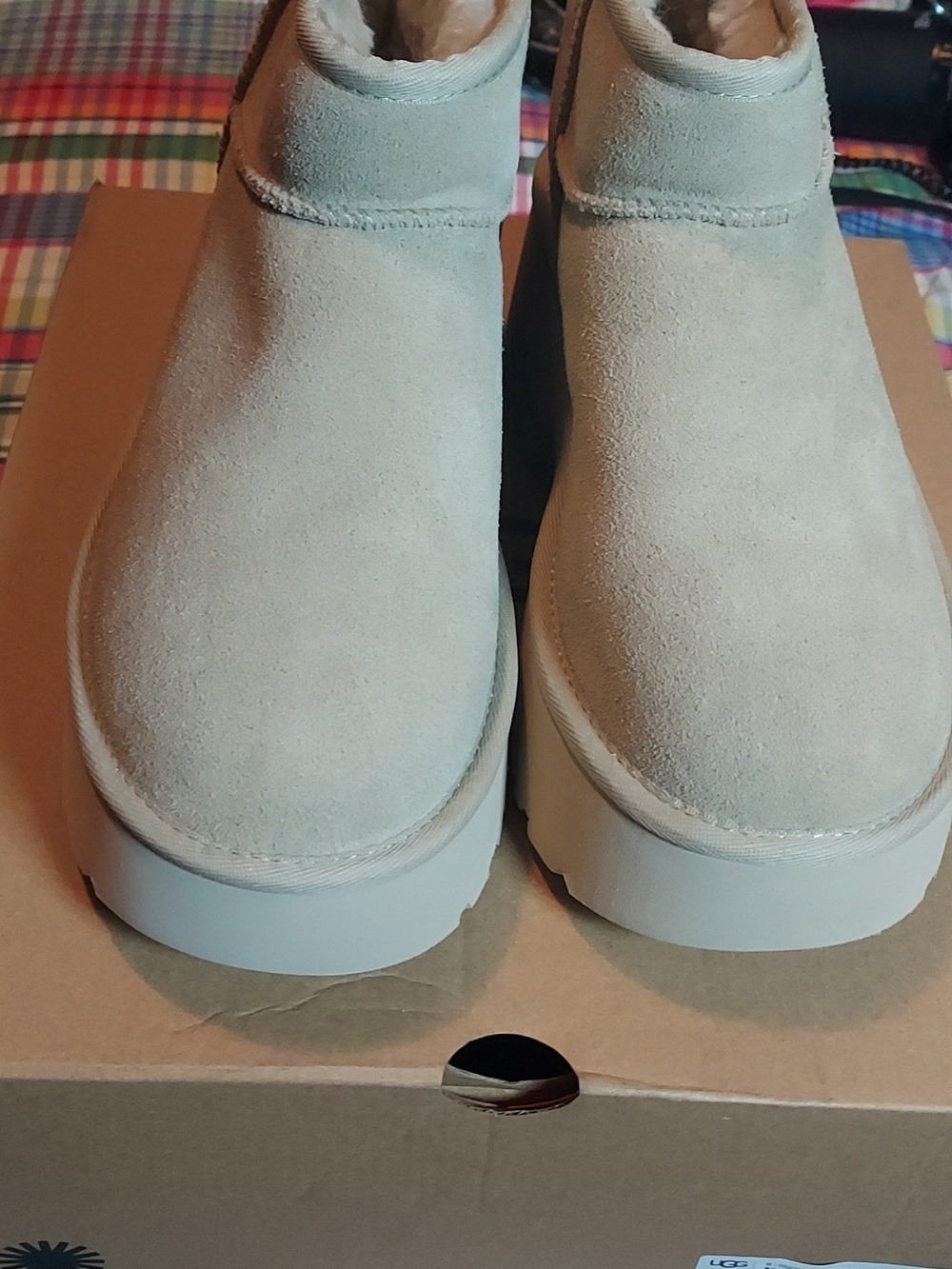 UGG Classic ultra Mini New Heights Boots In Beige MDSD NIB SZ9 - Picture 9 of 16